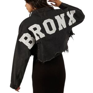 Trio Urban Cropped Denim Jacket - Black Bronx